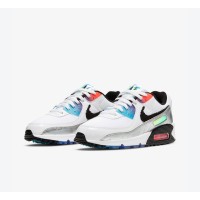 Nike Air Max 90 DC0835-101 - "Pixel" Edition | White Sneakers with Multicolor Accents & Digital-Style Swoosh