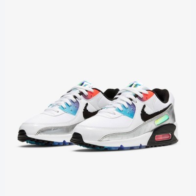 Nike Air Max 90 DC0835-101 - "Pixel" Edition | White Sneakers with Multicolor Accents & Digital-Style Swoosh