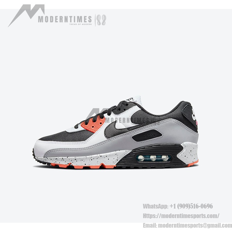 Nike Air Max 90 DC9845-100 grey and black sneakers with orange accents