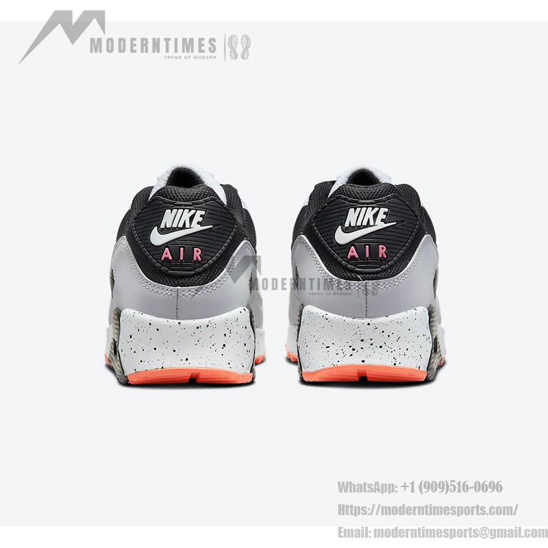 Nike Air Max 90 DC9845-100 grey and black sneakers with orange accents