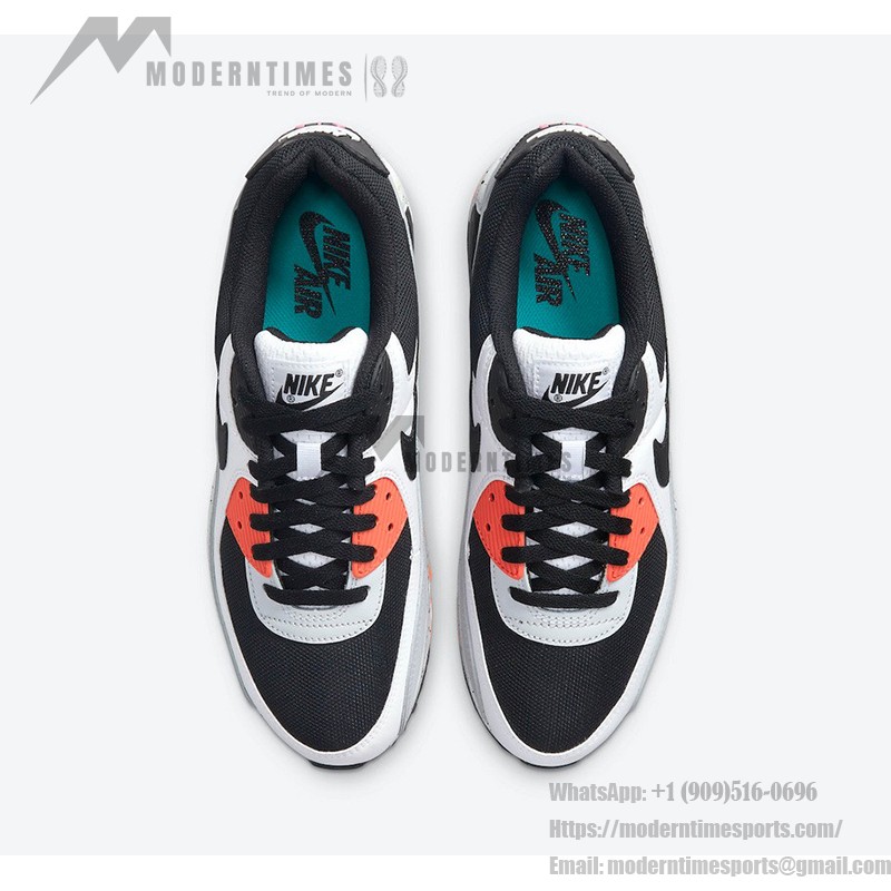 Nike Air Max 90 DC9845-100 grey and black sneakers with orange accents