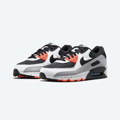 Nike Air Max 90 DC9845-100 - Grey & Black Sneakers with Orange Accents | Stylish Comfort & Durable Design