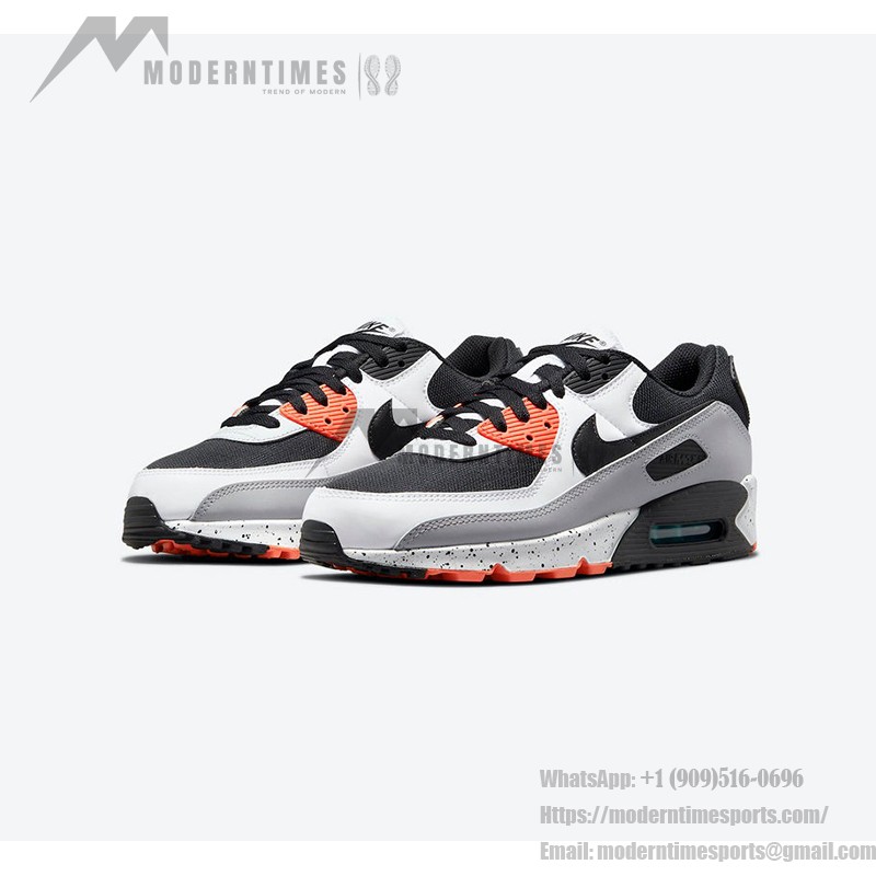 Nike Air Max 90 DC9845-100 grey and black sneakers with orange accents