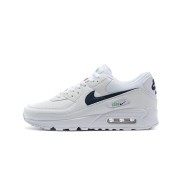 Nike Air Max 90 DH1316-101 - Clean White Sneakers with Navy & Green Accents | Timeless Comfort & Modern Style