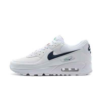 Nike Air Max 90 DH1316-101 - Clean White Sneakers with Navy & Green Accents | Timeless Comfort & Modern Style