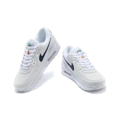 Nike Air Max 90 DH1316-101 - Clean White Sneakers with Navy & Green Accents | Timeless Comfort & Modern Style