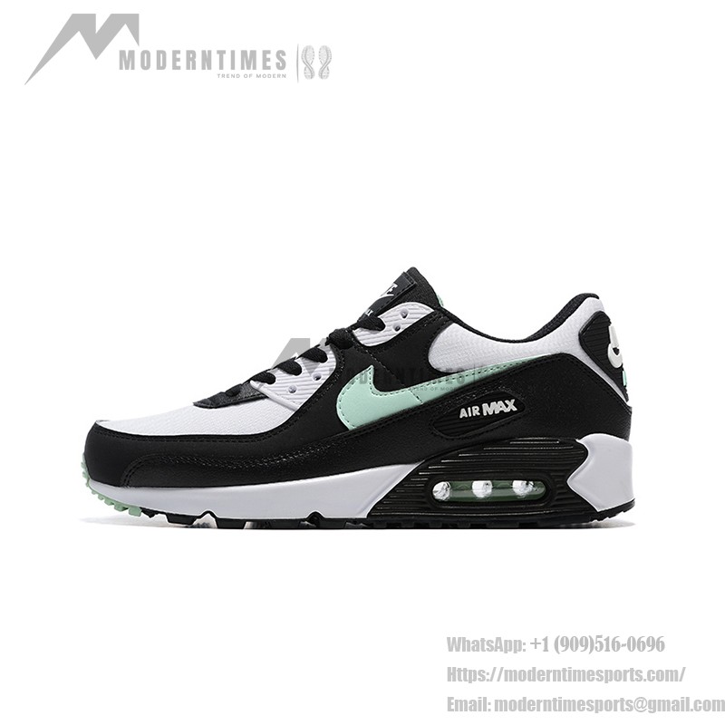 Nike Air Max 90 DH4619-100 - ブラック＆ホワイトスニーカー、ミントグリーンスウッシュ付き