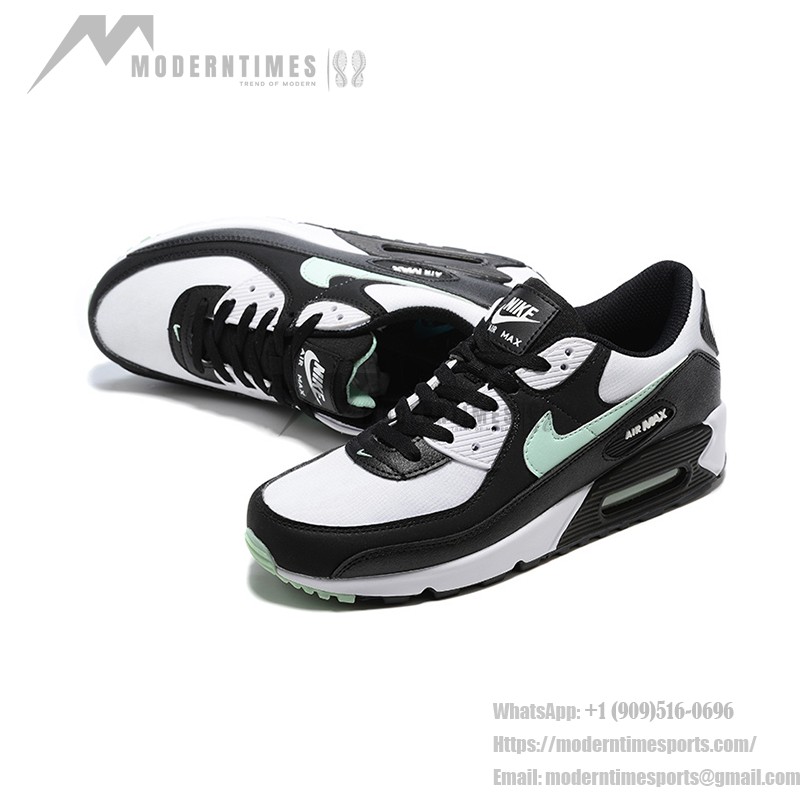 Nike Air Max 90 DH4619-100 - ブラック＆ホワイトスニーカー、ミントグリーンスウッシュ付き