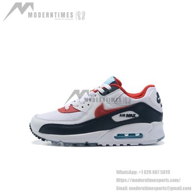 Nike Air Max 90 DJ5170-100 - White, Black & Red Sneakers with Blue Accents | Timeless Style & Superior Comfort