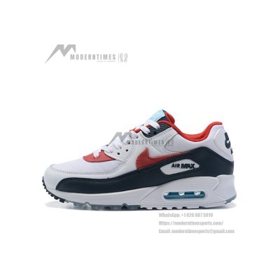 Nike Air Max 90 DJ5170-100 - White, Black & Red Sneakers with Blue Accents | Timeless Style & Superior Comfort