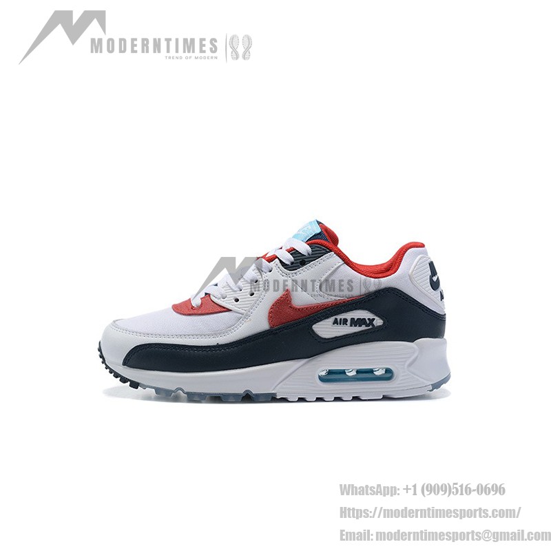 Nike Air Max 90 DJ5170-100 - White Sneakers with Black, Red, and Blue Accents