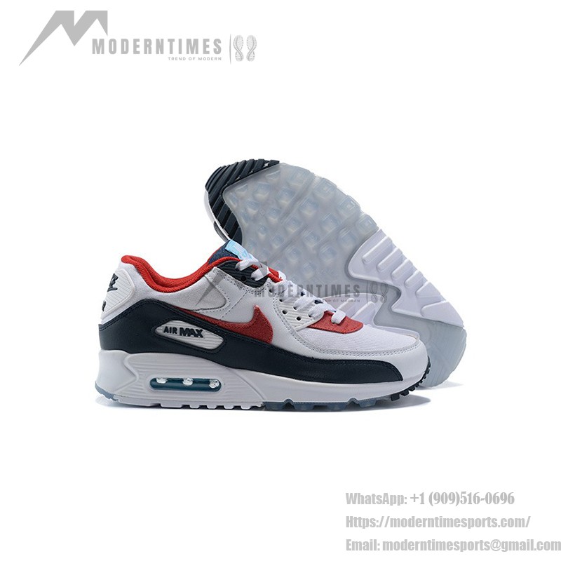 Nike Air Max 90 DJ5170-100 - White Sneakers with Black, Red, and Blue Accents