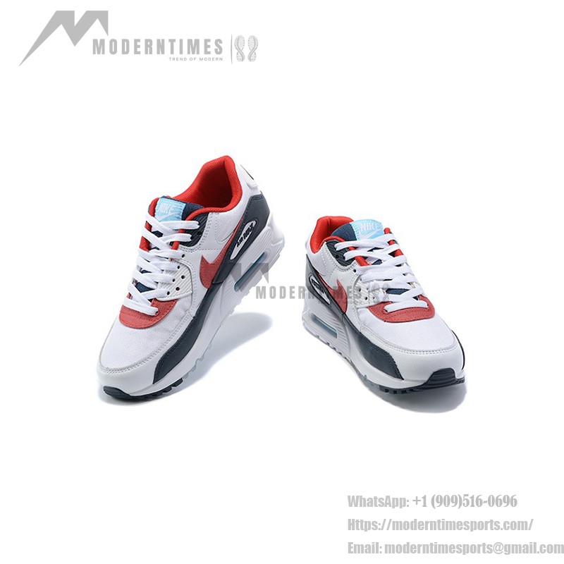 Nike Air Max 90 DJ5170-100 - White Sneakers with Black, Red, and Blue Accents