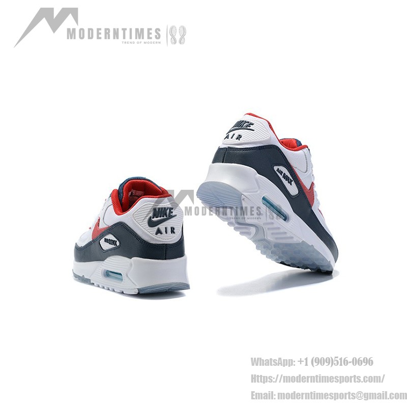 Nike Air Max 90 DJ5170-100 - White Sneakers with Black, Red, and Blue Accents