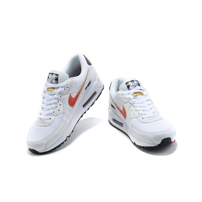 Nike Air Max 90 DJ5530-100 - White Sneakers with Red Swoosh & Gold Accents | Stylish Comfort & Iconic Design