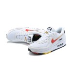 Nike Air Max 90 DJ5530-100 White Sneakers with Red Swoosh and Gold Accents