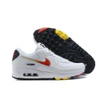 Nike Air Max 90 DJ5530-100 White Sneakers with Red Swoosh and Gold Accents