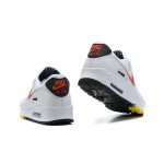 Nike Air Max 90 DJ5530-100 White Sneakers with Red Swoosh and Gold Accents