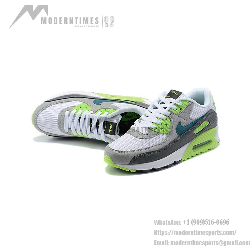 Nike Air Max 90 DJ6897-100 - White sneakers with neon green and grey accents