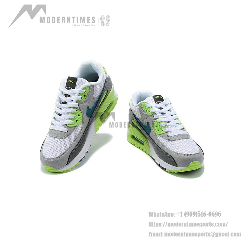 Nike Air Max 90 DJ6897-100 - White sneakers with neon green and grey accents