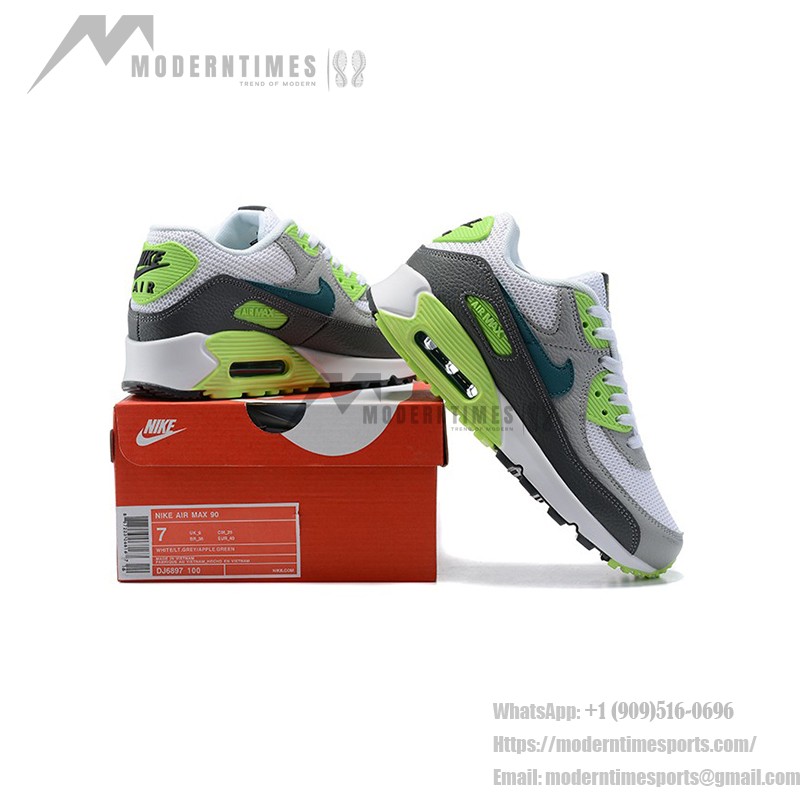 Nike Air Max 90 DJ6897-100 - White sneakers with neon green and grey accents