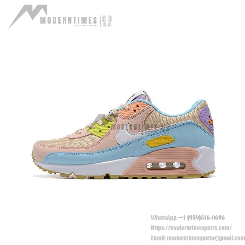 Nike Air Max 90 "Pastel Multicolor" - Beige Sneakers with Blue, Pink & Yellow Accents