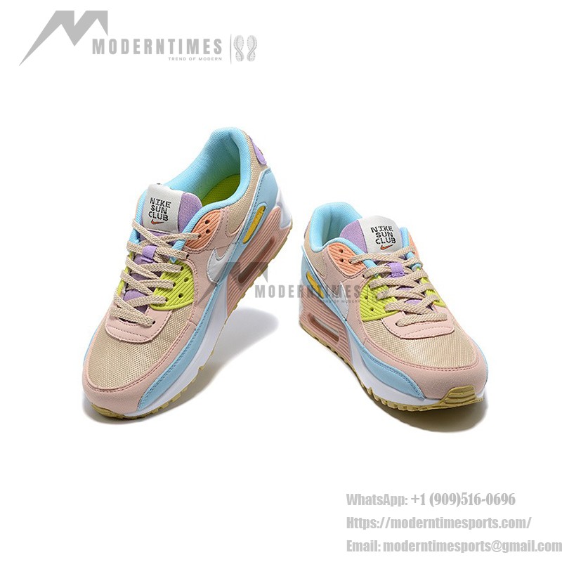 Nike Air Max 90 "Pastel Multicolor" - Beige Sneakers with Blue, Pink & Yellow Accents