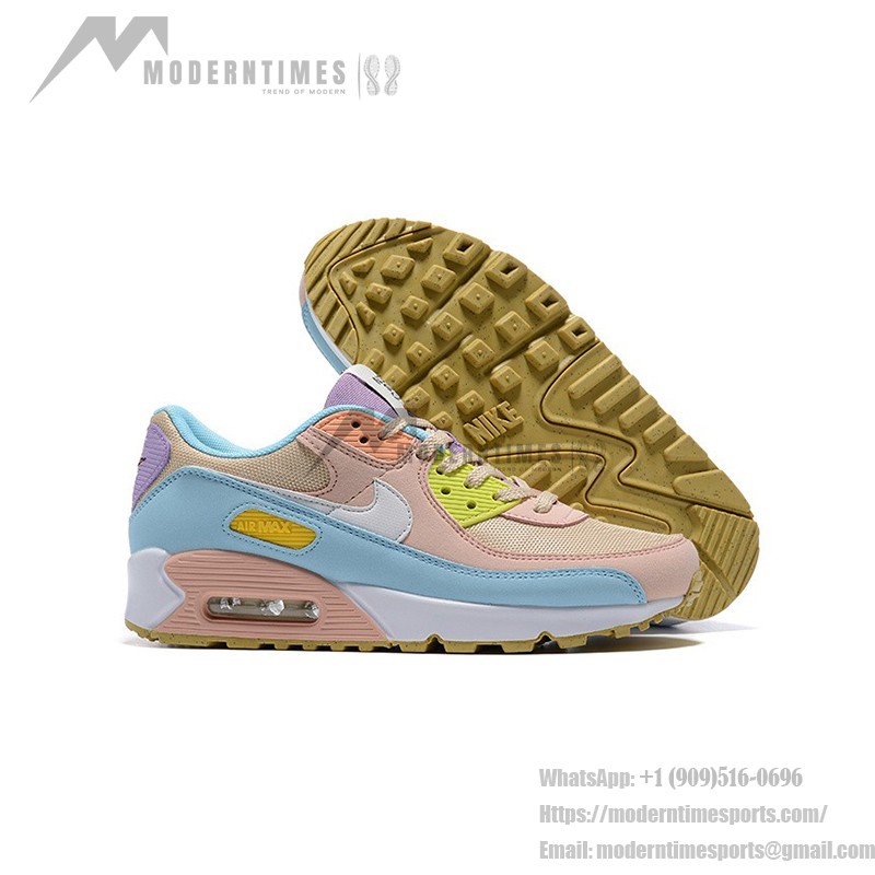 Nike Air Max 90 "Pastel Multicolor" - Beige Sneakers with Blue, Pink & Yellow Accents