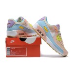 Nike Air Max 90 "Pastel Multicolor" - Beige Sneakers with Blue, Pink & Yellow Accents