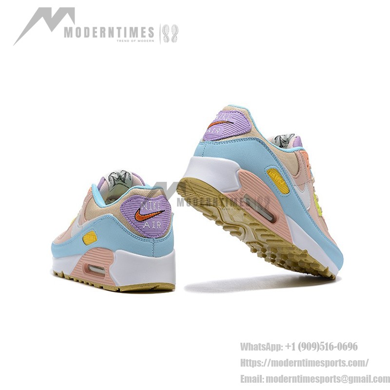 Nike Air Max 90 "Pastel Multicolor" - Beige Sneakers with Blue, Pink & Yellow Accents