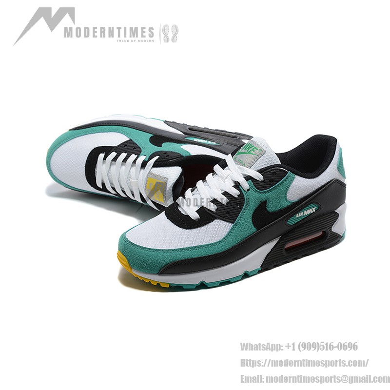 Nike Air Max 90 DM0029-004 화이트 & 티얼 스니커즈, 블랙 오버레이 포함