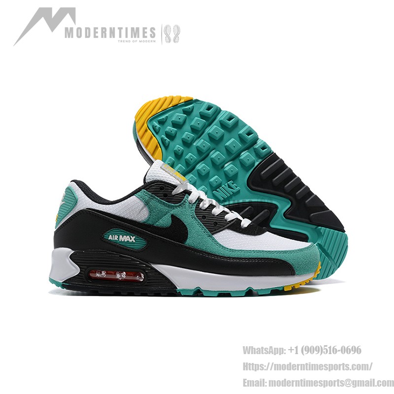 Nike Air Max 90 DM0029-004 화이트 & 티얼 스니커즈, 블랙 오버레이 포함