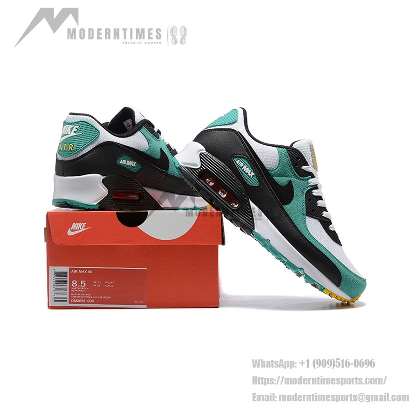 Nike Air Max 90 DM0029-004 화이트 & 티얼 스니커즈, 블랙 오버레이 포함