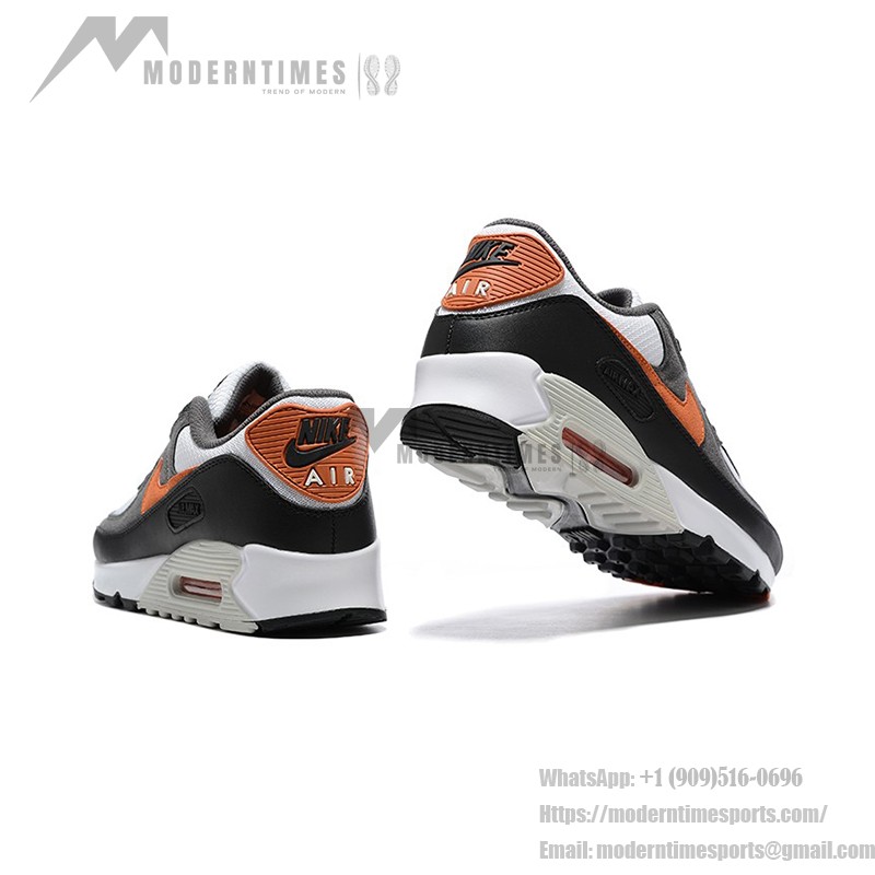 Nike Air Max 90 DM0029-101 - Graue, Schwarze & Weiße Sneaker mit Orangen Akzenten