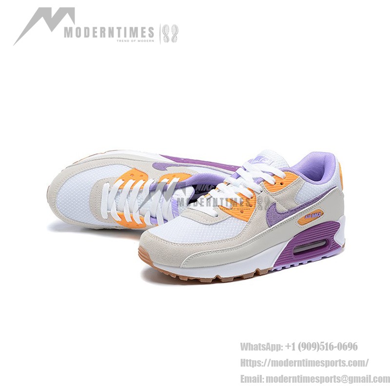 Nike Air Max 90 DM0029-102 - Beige Sneakers with Purple and Orange Highlights