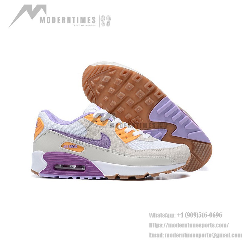 Nike Air Max 90 DM0029-102 - Beige Sneakers with Purple and Orange Highlights