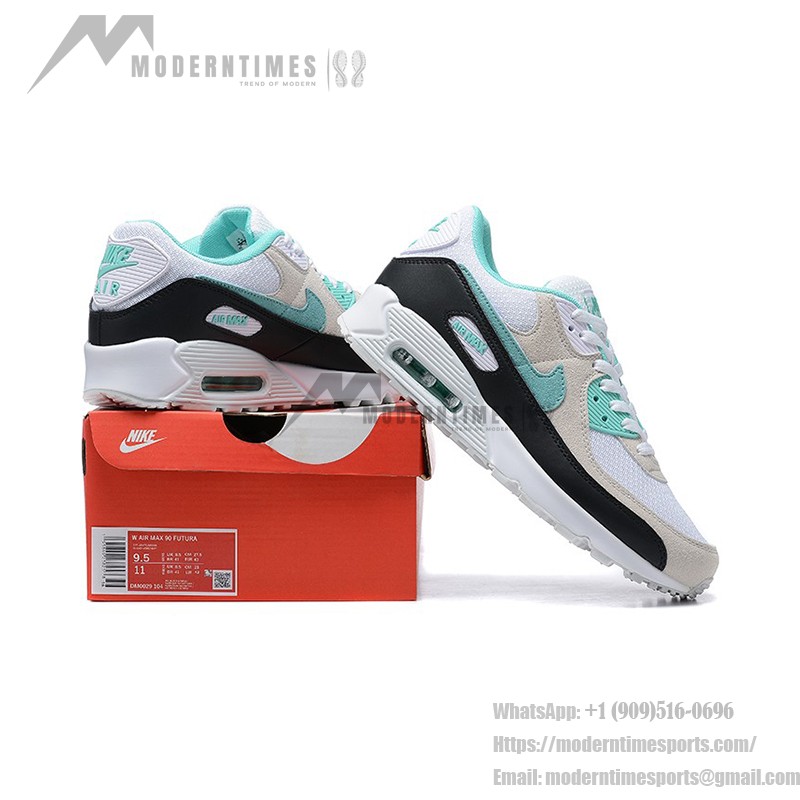 Nike Air Max 90 DM0029-104 - White Sneakers with Mint Green and Black Accents