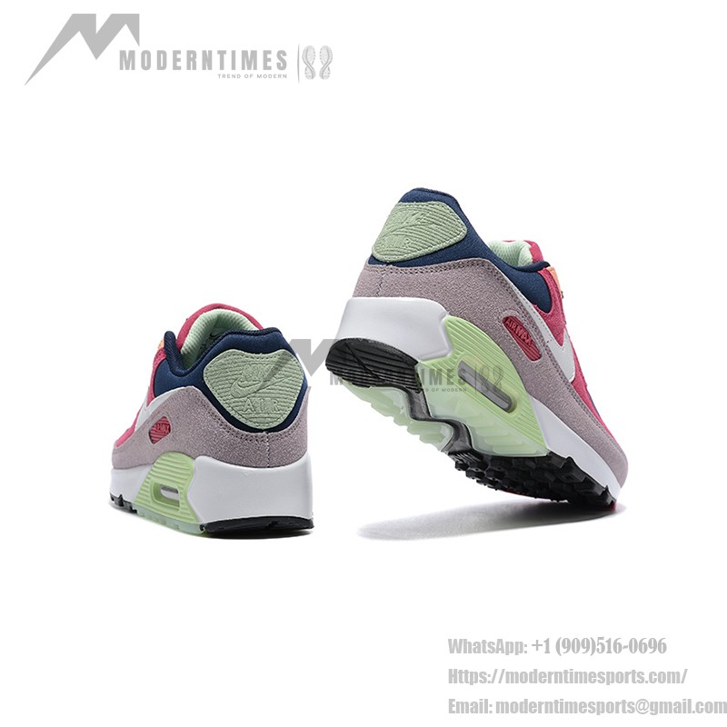 Nike Air Max 90 DM0035-500 - Multicolor Suede Sneakers with Vibrant Pink, Green & Navy Accents