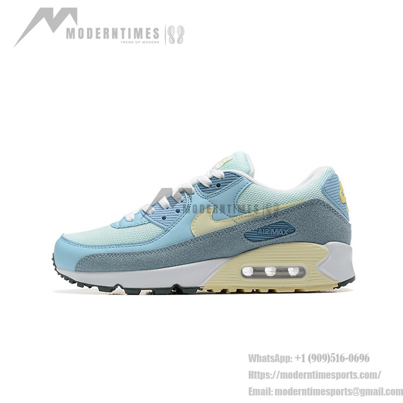 Nike Air Max 90 DM2829-001 - Light Blue Sneakers with Yellow Pastel Accents