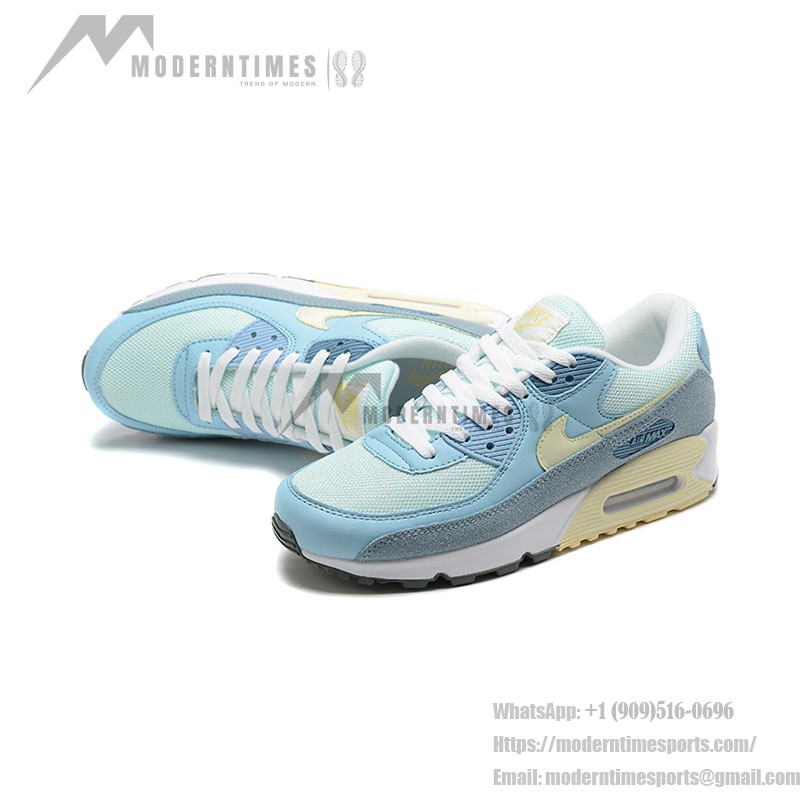 Nike Air Max 90 DM2829-001 - Light Blue Sneakers with Yellow Pastel Accents