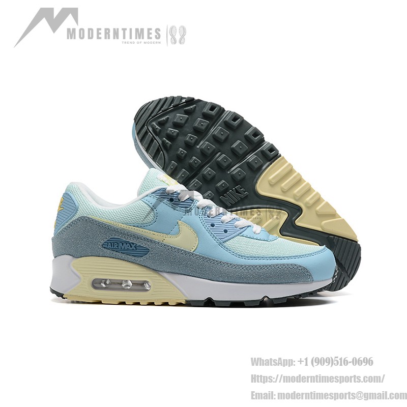 Nike Air Max 90 DM2829-001 - Light Blue Sneakers with Yellow Pastel Accents