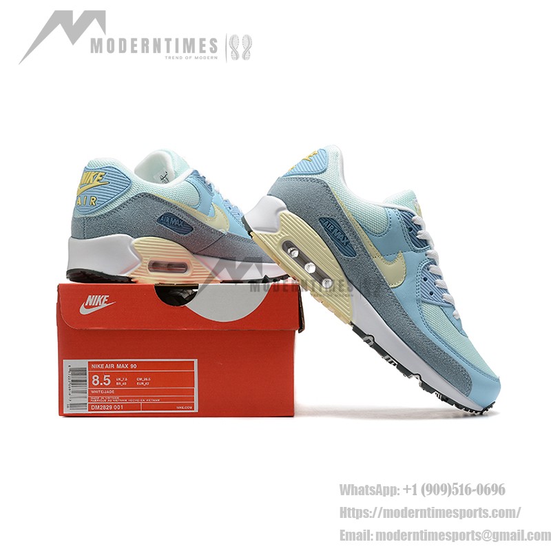 Nike Air Max 90 DM2829-001 - Light Blue Sneakers with Yellow Pastel Accents