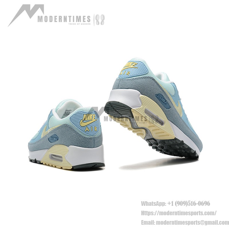 Nike Air Max 90 DM2829-001 - Light Blue Sneakers with Yellow Pastel Accents