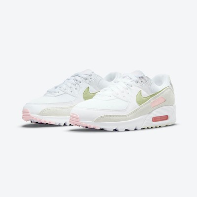 Nike Air Max 90 DM2874-100 - White Sneakers with Light Green & Soft Pink Details | Elegant Style & Everyday Comfort