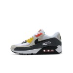 Nike Air Max 90 DM8151-100 - White, Grey & Black Sneakers with Red & Yellow Accents