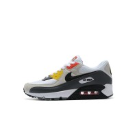 Nike Air Max 90 DM8151-100 - White, Grey & Black Sneakers with Red & Yellow Accents | Iconic Style & Comfort