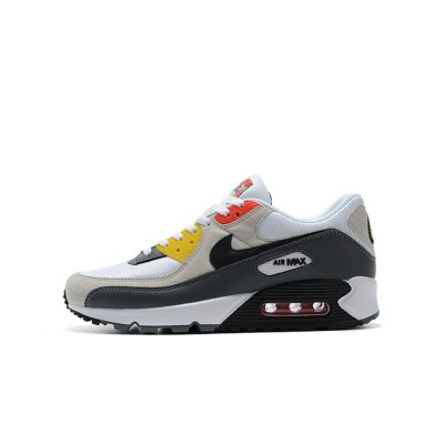 Nike Air Max 90 DM8151-100 - White, Grey & Black Sneakers with Red & Yellow Accents | Iconic Style & Comfort