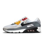 Nike Air Max 90 DM8151-100 - Grey Sneakers with Black, Red & Yellow Accents