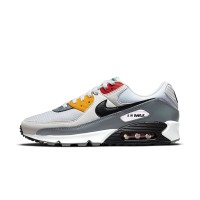 Nike Air Max 90 DM8151-100 - Grey Sneakers with Black, Red & Yellow Accents | Bold & Versatile Design