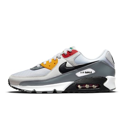 Nike Air Max 90 DM8151-100 - Grey Sneakers with Black, Red & Yellow Accents | Bold & Versatile Design